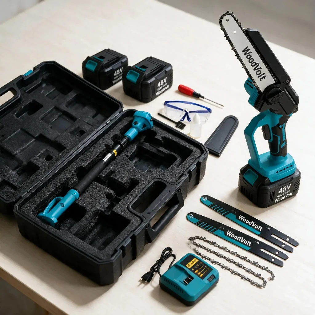 Kit completo WoodVolt con batterie, asta e accessori